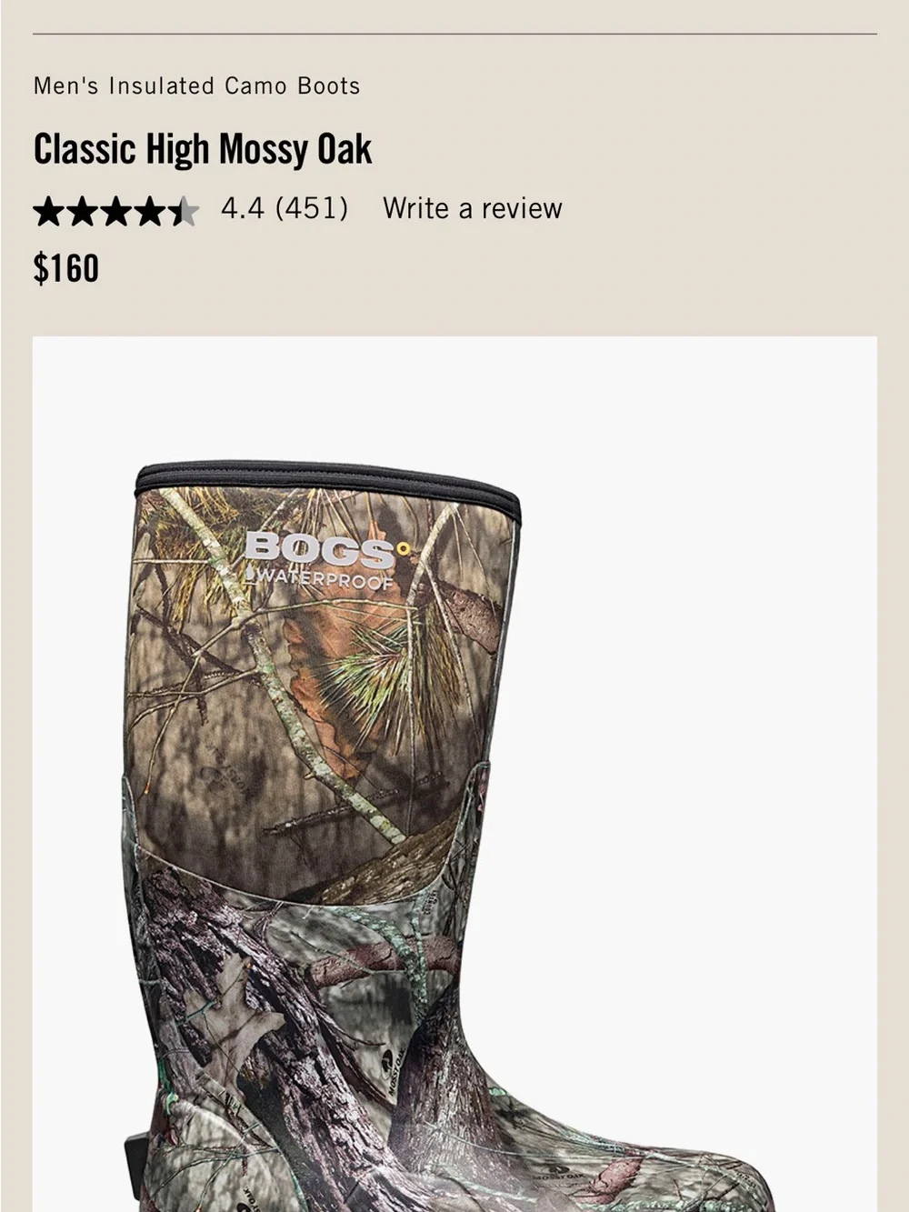 Bogs Men's Classic High Mossy Oak Camo Rain & Snow Boots - Brown Green